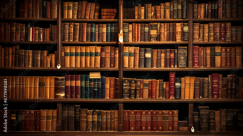 bookshelf background Many old books in a book shop or library. Made with generative ai bookshelf background Many old books in a book shop or library. Made with generative ai