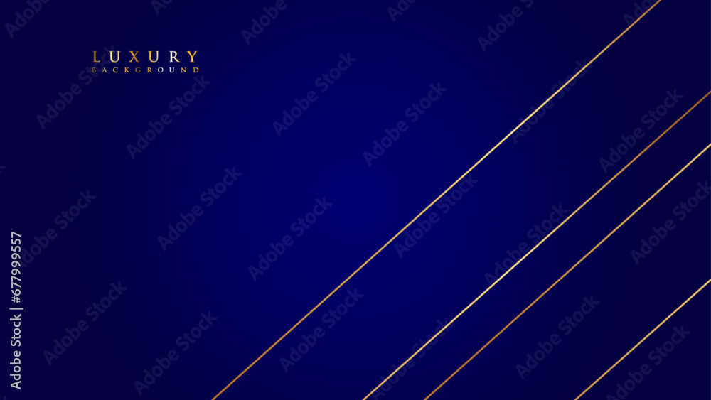 Abstract wide gradient blue luxury design of overlap template with gold line background. Overlapping with tech cover header template.  vector illustration