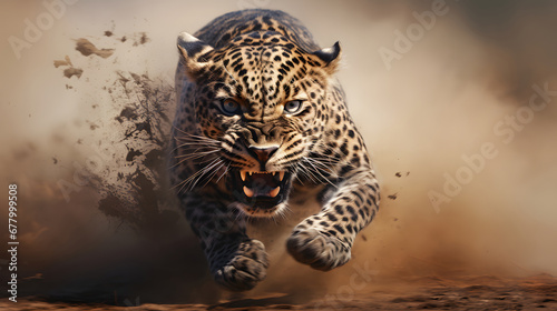 Predator's Pursuit: Wildlife in Action. Leopard © Abzal