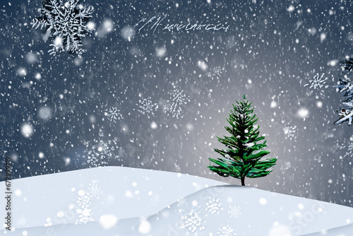 christmas tree with snow © arwiyada
