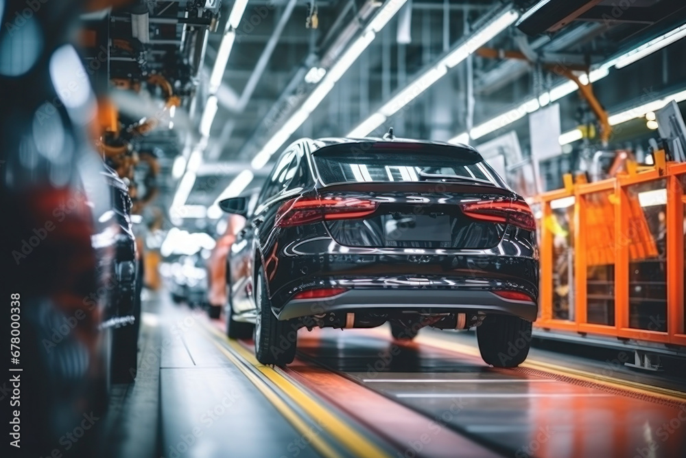 Assembly line for the production of modern cars. The final stage of assembly and testing during production. Quality control. Automated assembly. Modern technologies. Assembly line for the production of modern cars. The final stage of assembly and testing during production. Quality control. Automated assembly. Modern technologies.