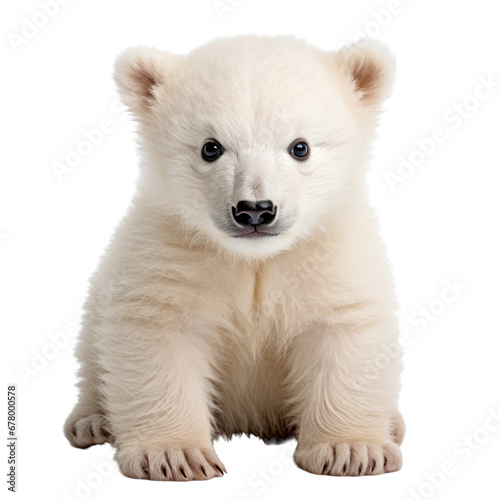 Baby polar bear,polar bear cub isolated on transparent background,transparency 
