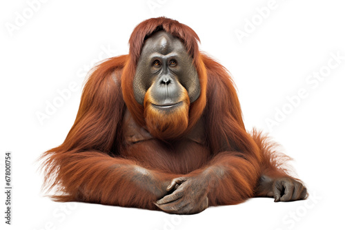 Majestic Sumatran Orangutan in Natural Habitat Isolated on Transparent Background