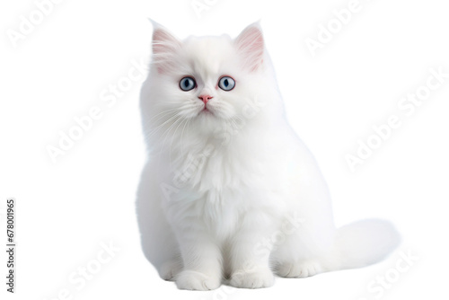 Innocent Whiskers: Endearing White Cute Cat Isolated on Transparent Background