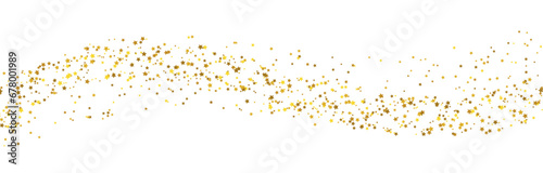 Gold stars confetti. Golden star dust flying on transparent background.