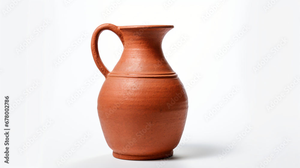 Pottery vase clay jug isolated on white background