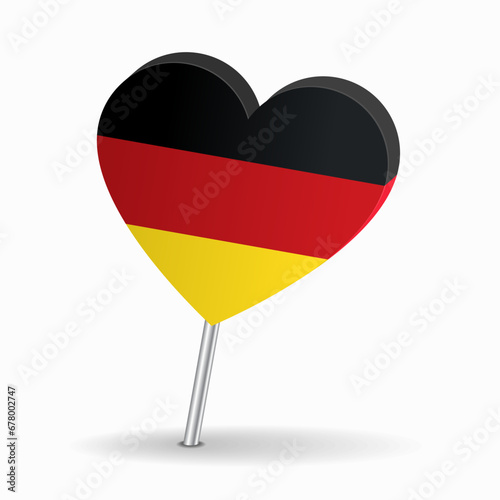 German flag heart-shaped map pointer layout. Vector illustration.