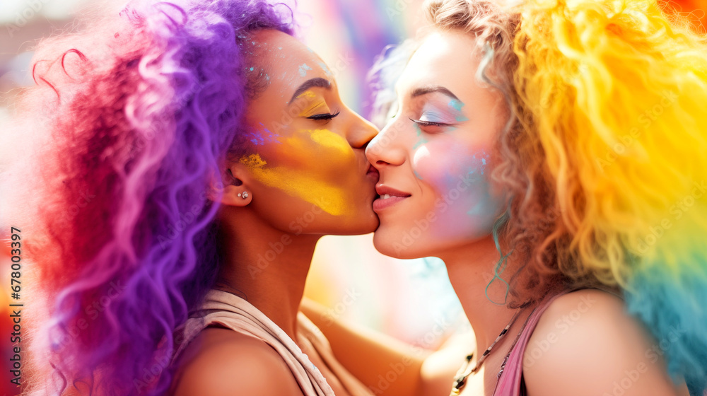 KISSING LESBIAN COUPLE. LGBT FESTIVAL. legal AI KISSING LESBIAN COUPLE. LGBT FESTIVAL. legal AI