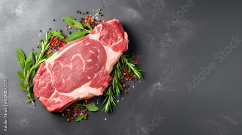 Raw fresh meat lamb mutton saddle. Gray background