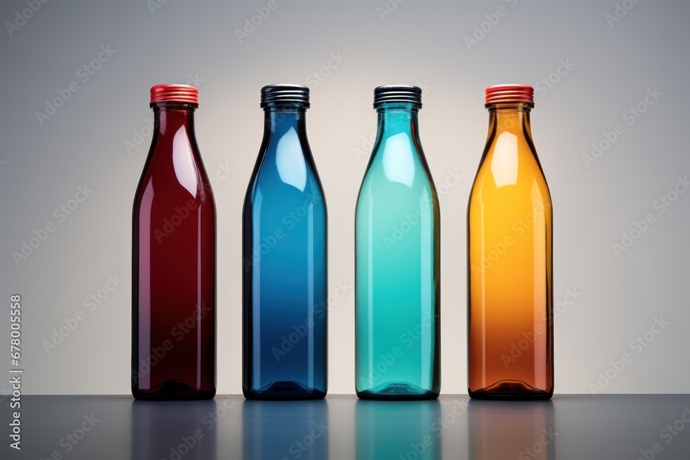 Colorful bottles isolated on white background Colorful bottles isolated on white background