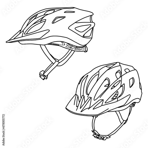 Mountain bike helmet vector illustration, isolated on a white background.