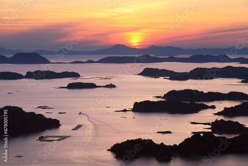 Kujukushima at sunset , Nagasaki Prefecture,Sasebo, Nagasaki,Japan April 2010