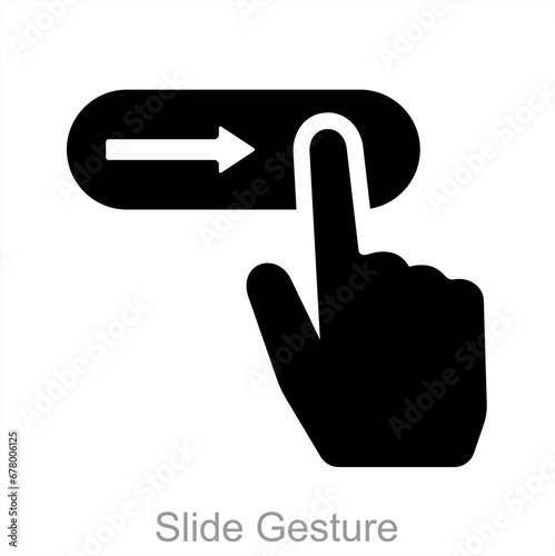 Slide Gesture and hand icon concept