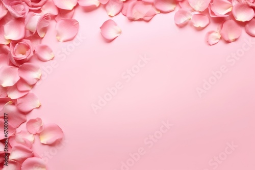 Heart shaped frame with roses and flower petals as background. There is a space for inserting Valentine s Day letters.