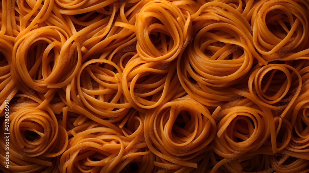A mound of linguine pasta elegantly twisted into delightful spirals.