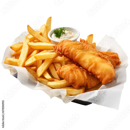 fish and chips isolated on transparent background,transparency 