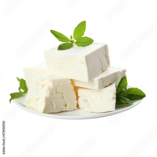 Feta Cheese,soft cheese isolated on transparent background,transparency 