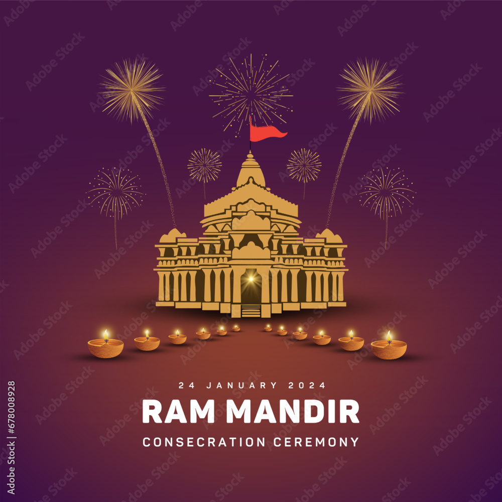 Creative Vector Illustration For The Biggest Consecration Ceremony Of Ram Mandir Which Held In