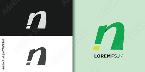 artistic letter n logo set
