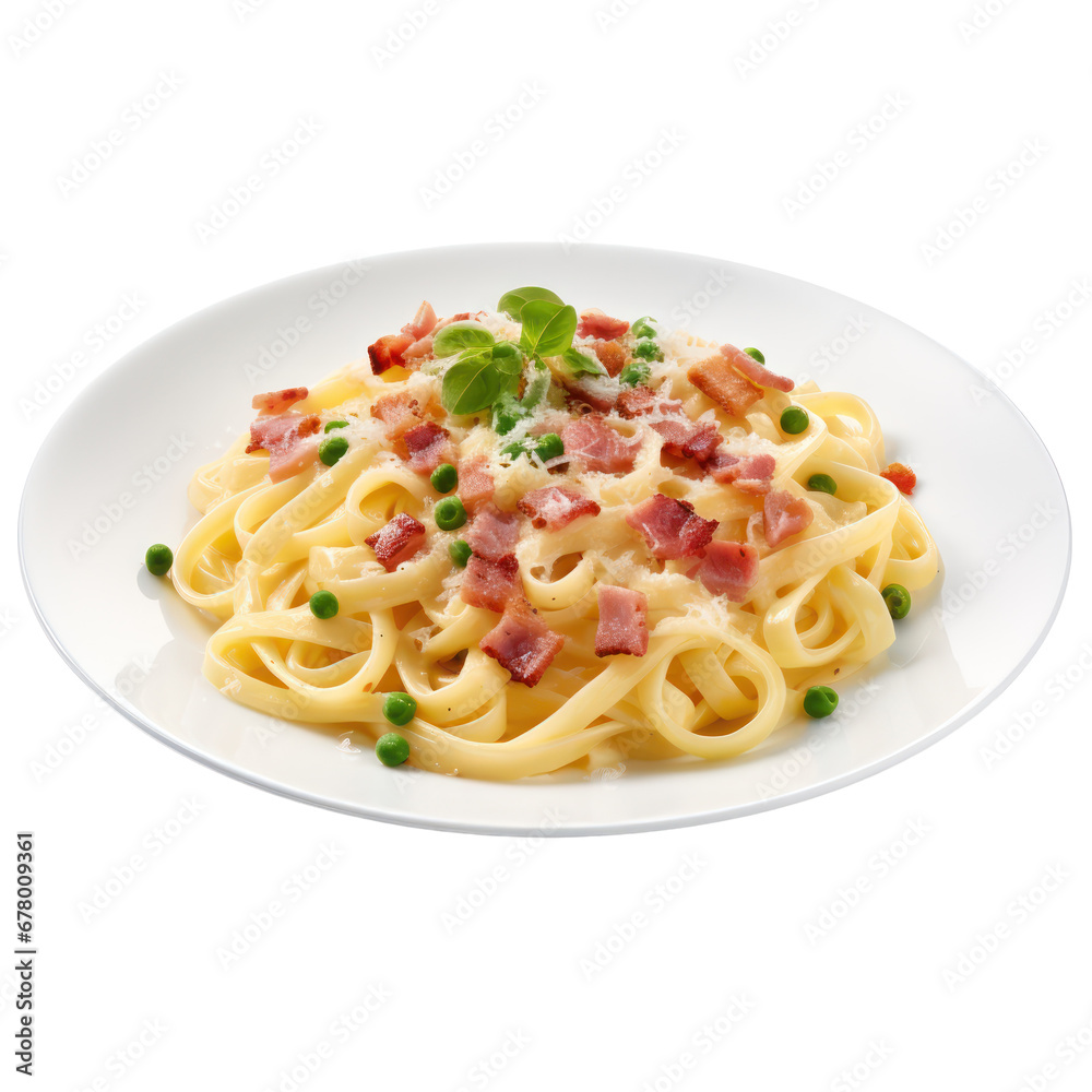 Carbonara pasta,Italian food isolated on transparent background,transparency 