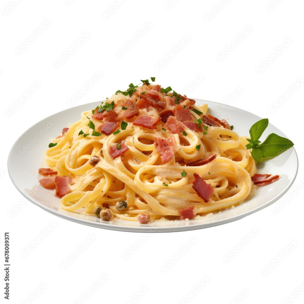 Carbonara pasta,Italian food isolated on transparent background,transparency 