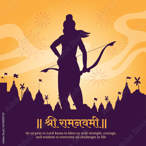 happy ram navami hindu festival greeting vector