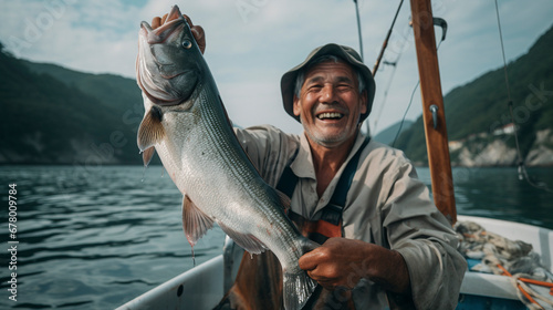 Happiness on the Horizon: Proud Fishermen with their Catch, Generative AI