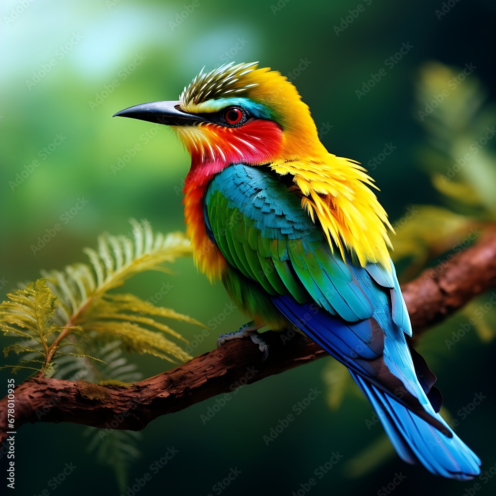 colorful beautiful bird in a natural background ai generated