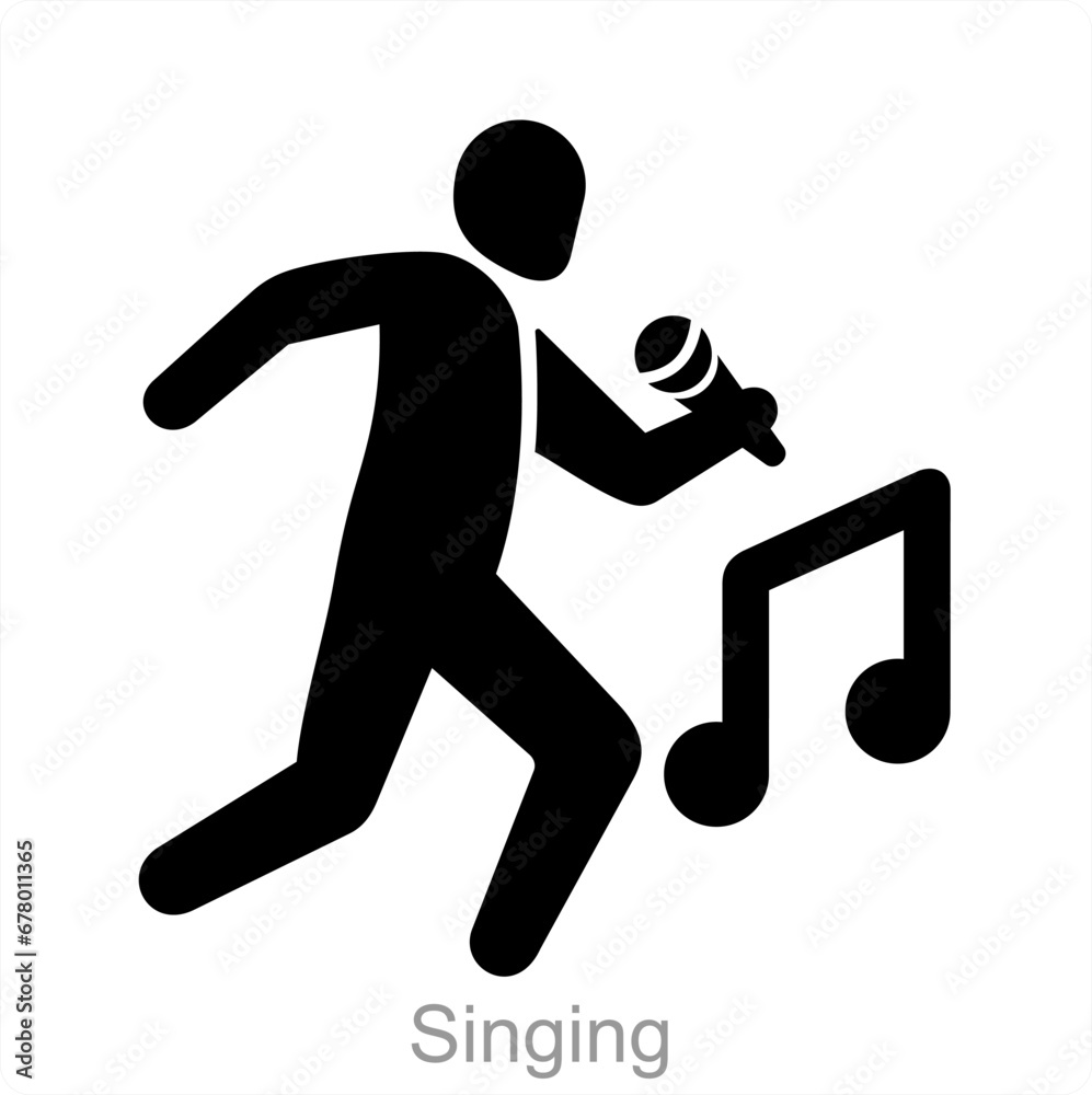 Singing and man icon concept Singing and man icon concept