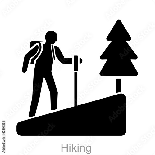 Hiking and hike icon concept