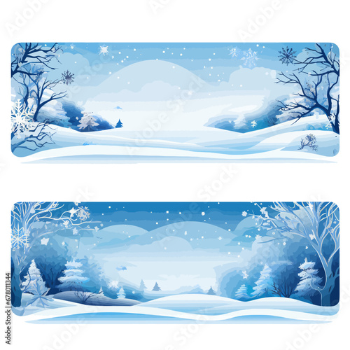 Snowy banners clip art on white background