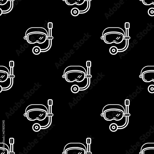 Snorkel Icon Seamless Pattern, Breath Hold Diving Snorkel