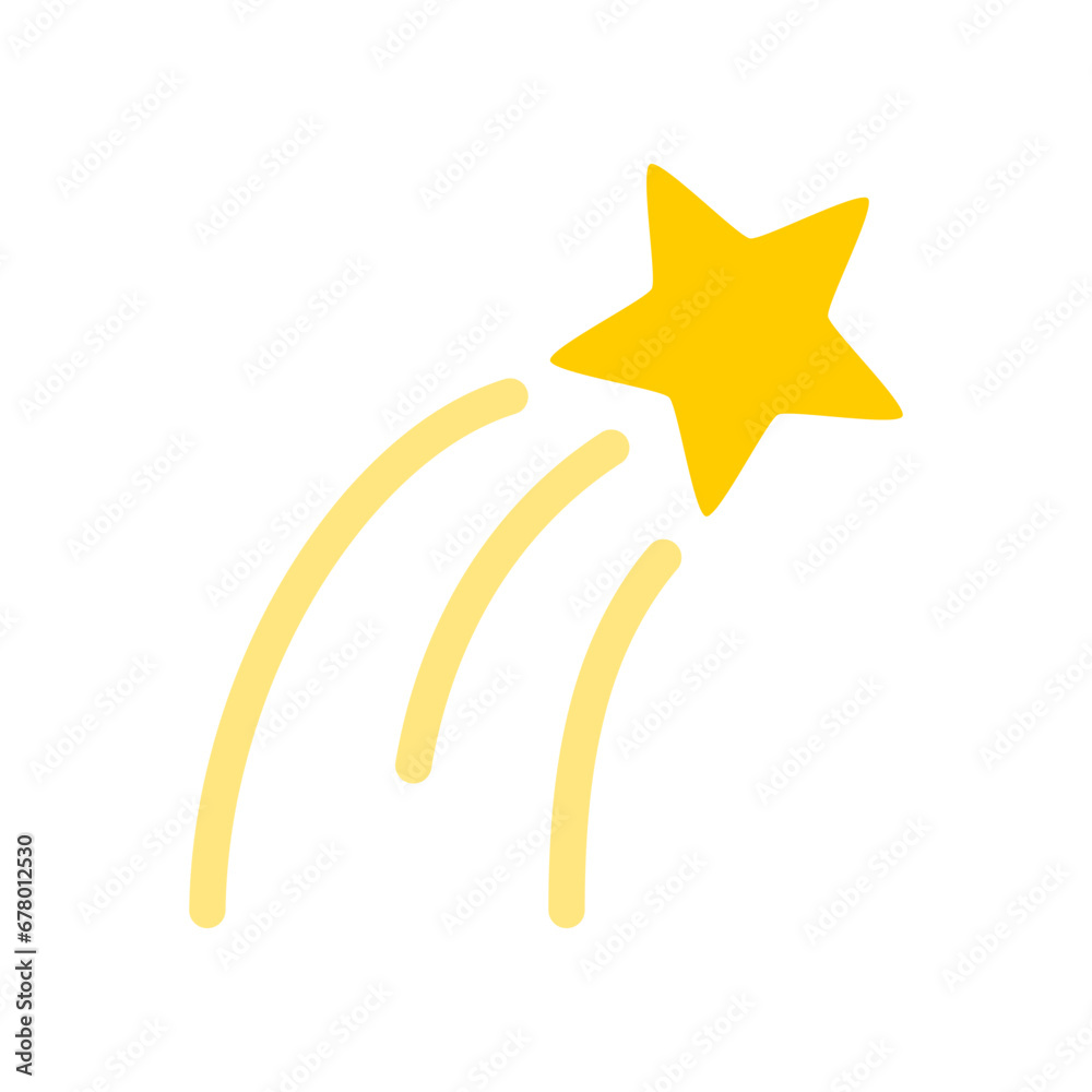 Yellow shooting star icon flat vector design Yellow shooting star icon flat vector design