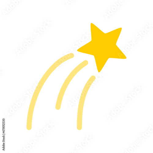 Yellow shooting star icon flat vector design