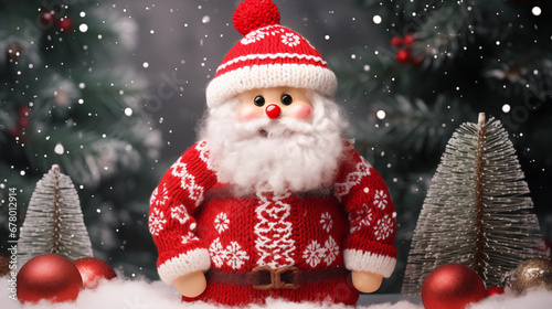 Christmas Knitted Toy Santa Claus with Christmas Tree