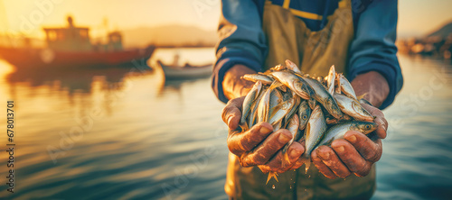 hardworking fisherman, providing the essential catch from the sea to supply the local food industry with the freshest seafood photo