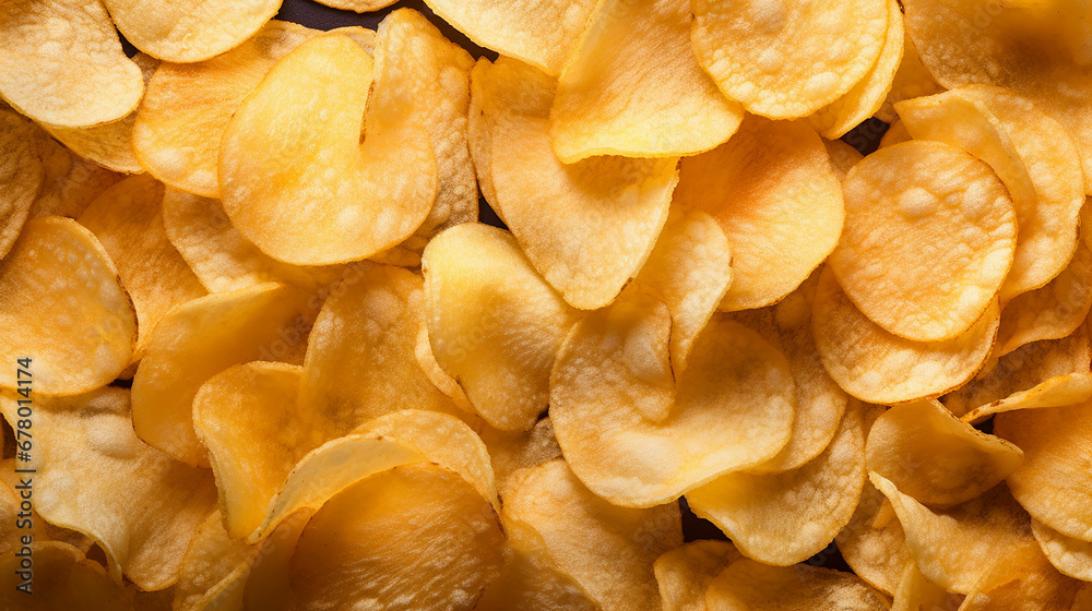 crispy potato chips snack texture background. Made with generative ai crispy potato chips snack texture background. Made with generative ai