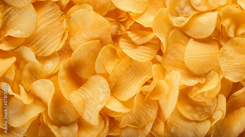 crispy potato chips snack texture background. Made with generative ai