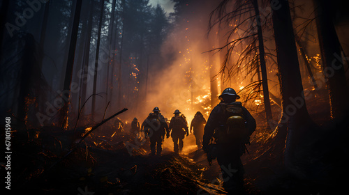 Intense Mountain Forest Wildfire: Dramatic Scenes of Nature's Fury, Environmental Crisis, and Emergency Response. High-Quality Images of Wildfires Devouring the Wilderness. Illustrations Depicting the