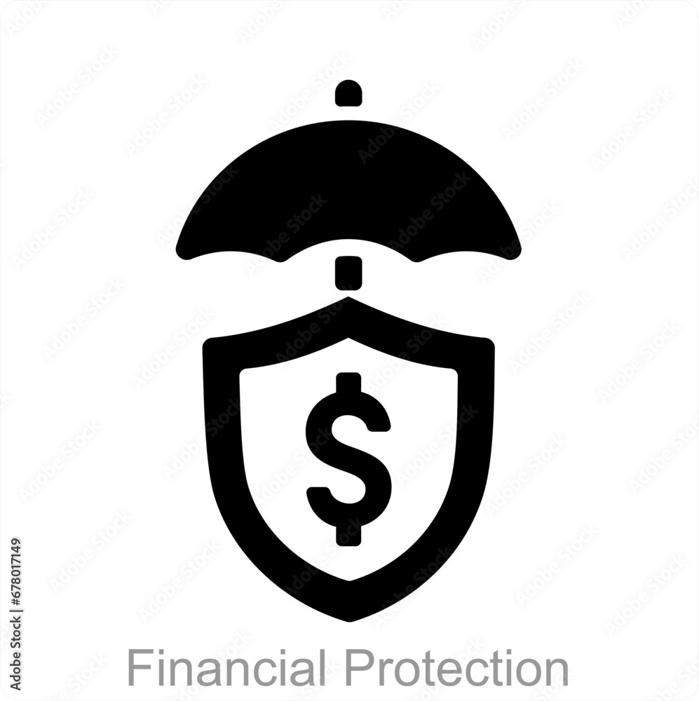 Financial Protection and business security icon concept Financial Protection and business security icon concept