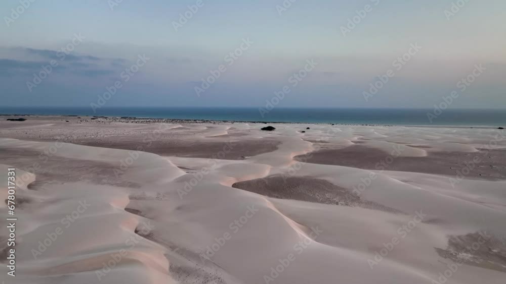 Socotra, Yemen - Climbing Above the Golden Dunes of Zahek - Drone Flying Forward Socotra, Yemen - Climbing Above the Golden Dunes of Zahek - Drone Flying Forward
