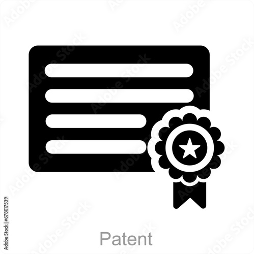 Patent and diploma icon concept 