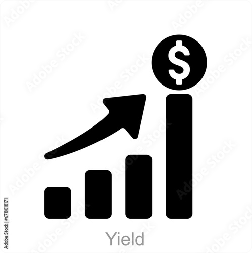 Yield and stock icon concept