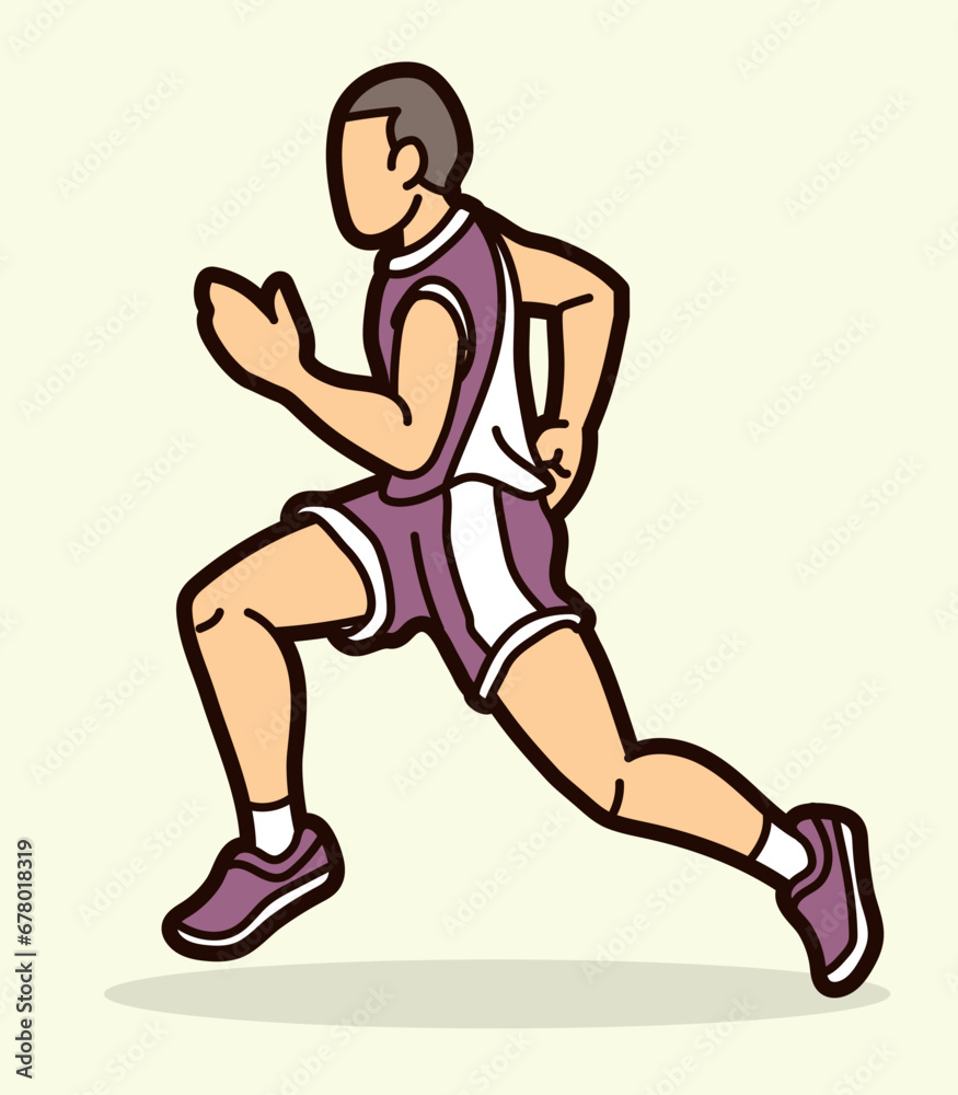 A Man Start Running Action Marathon Runner Cartoon Sport Graphic Vector A Man Start Running Action Marathon Runner Cartoon Sport Graphic Vector