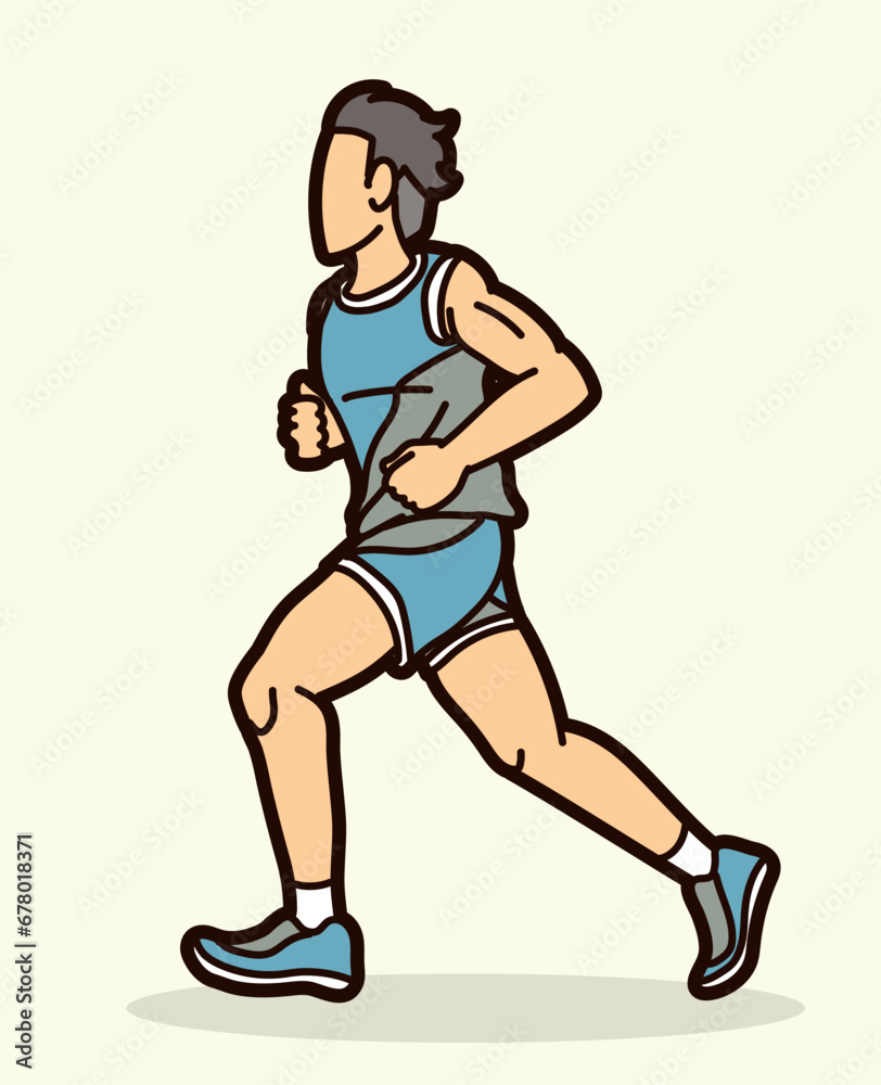 A Man Start Running Action Marathon Runner Cartoon Sport Graphic Vector A Man Start Running Action Marathon Runner Cartoon Sport Graphic Vector