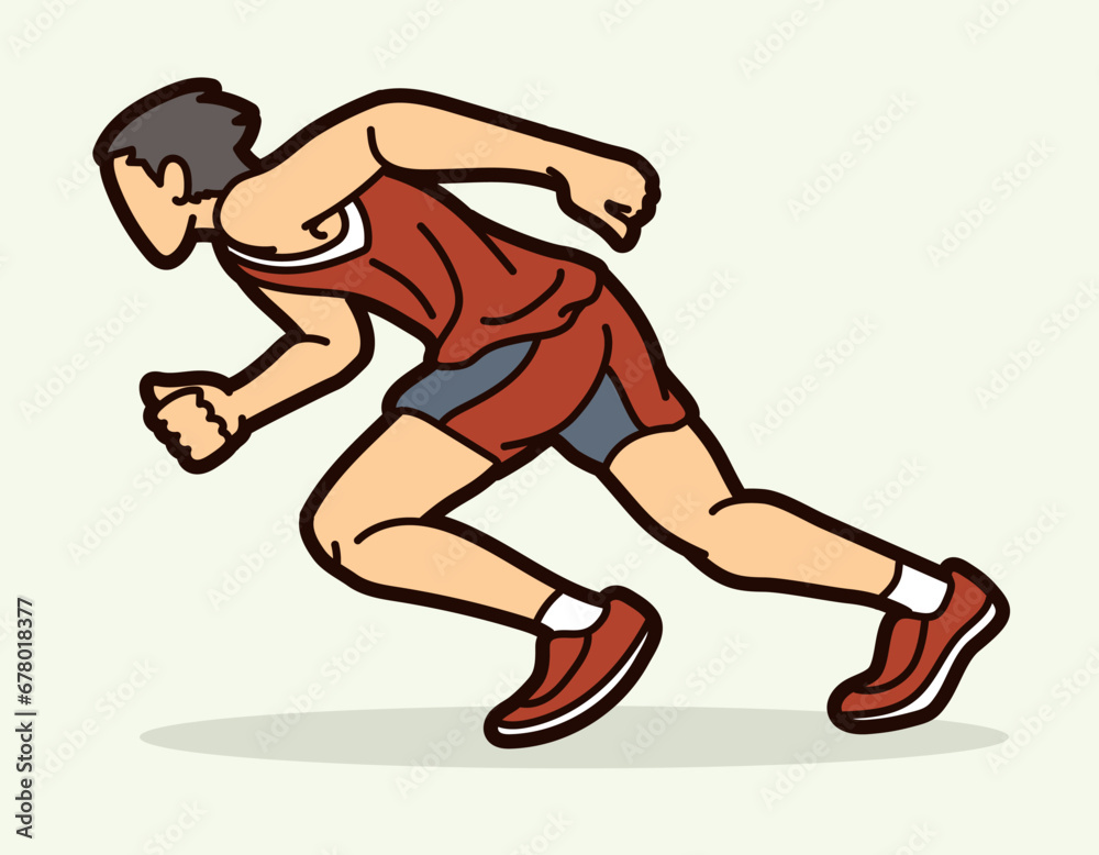 Marathon Runner A Man Start Running Action Cartoon Sport Graphic Vector Marathon Runner A Man Start Running Action Cartoon Sport Graphic Vector