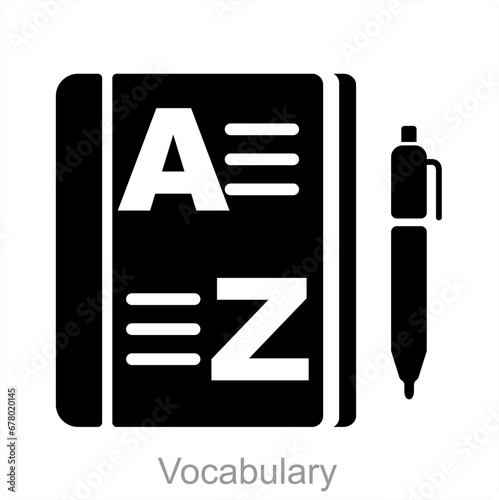 Vocabulary and language icon concept