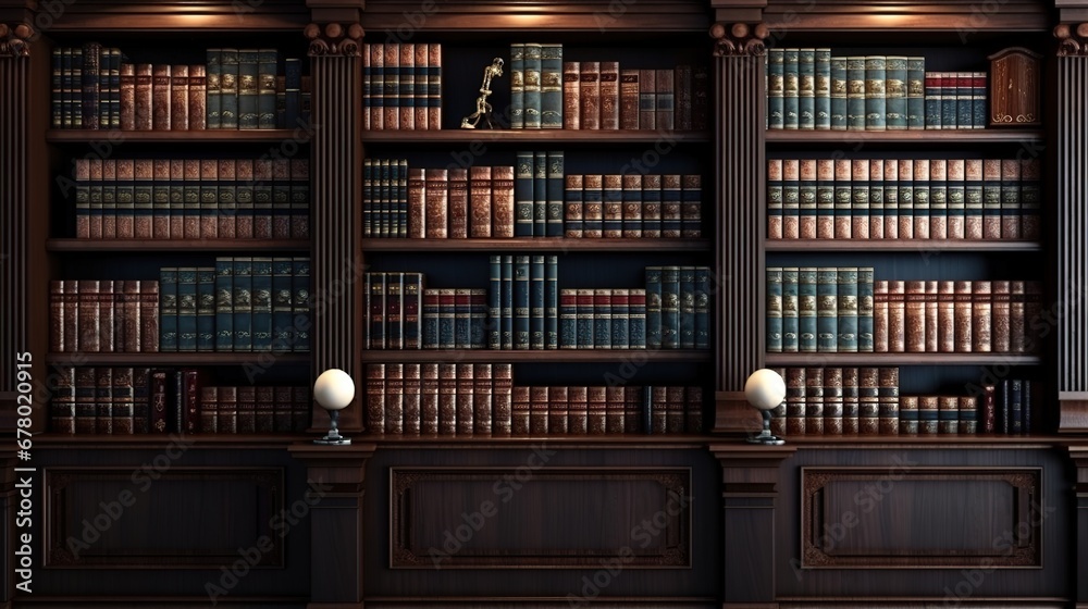 Classical library interior with bookshelves. Classical library interior with bookshelves.