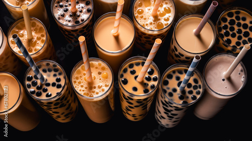 Wallpaper Mural Iced boba tea or bubble tea in glasses with straws Torontodigital.ca