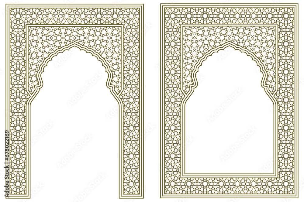 Set two Rectangular frames of the Arabic pattern .The proportion is close to A4 size	